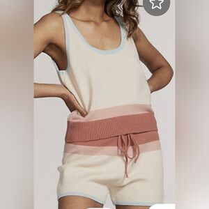 Women's Cream and Pink Knit two peice set